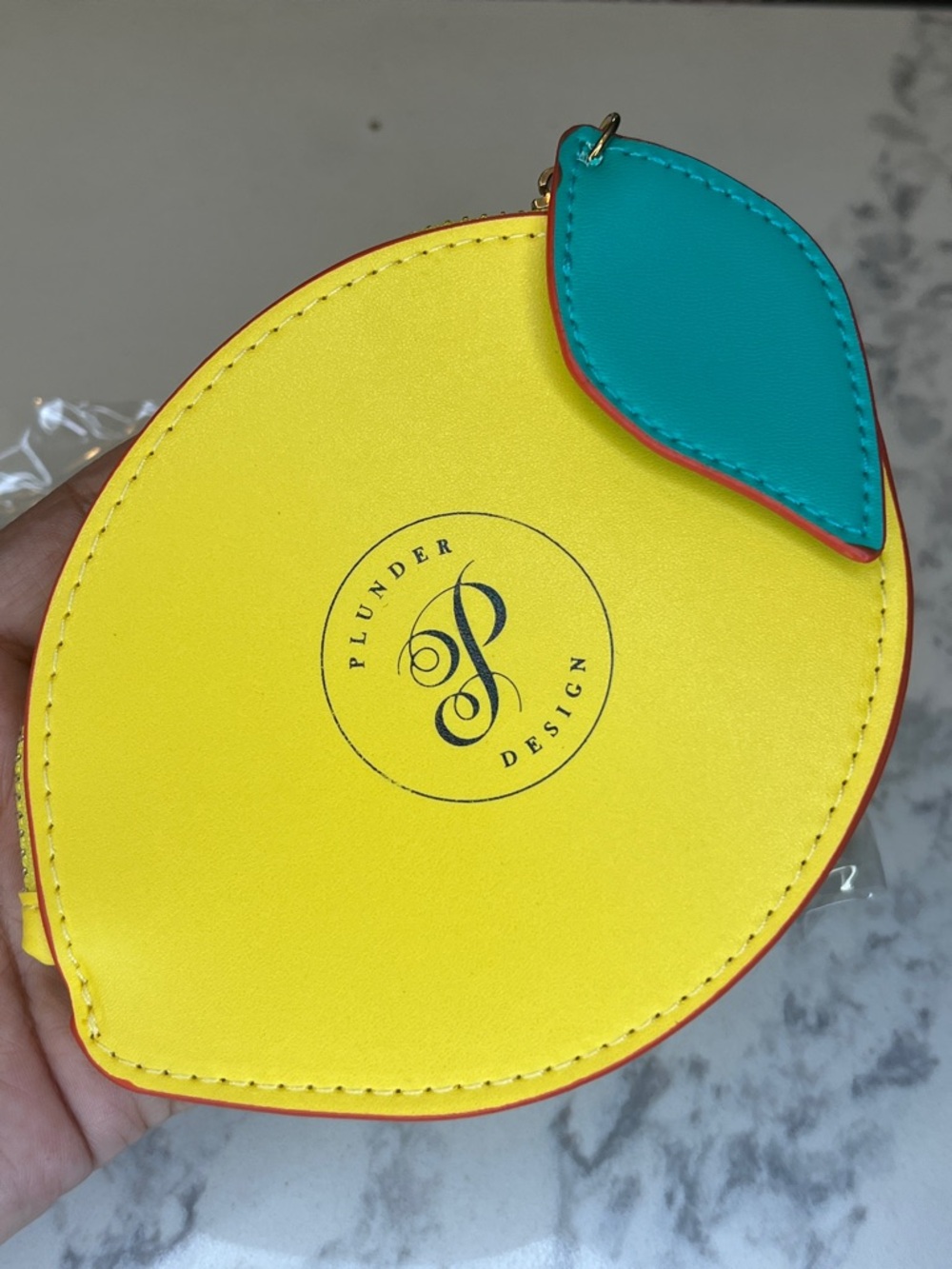 Plunder Yellow Lemon Coin Wallet with Teal Leaf Accent